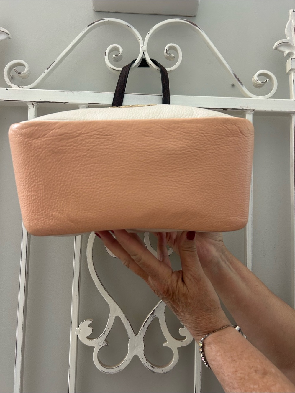 Coach Cammie Pebbled Leather Colorblock Chain Shoulder Bag Ivory Blush CA430 - Picture 6 of 14